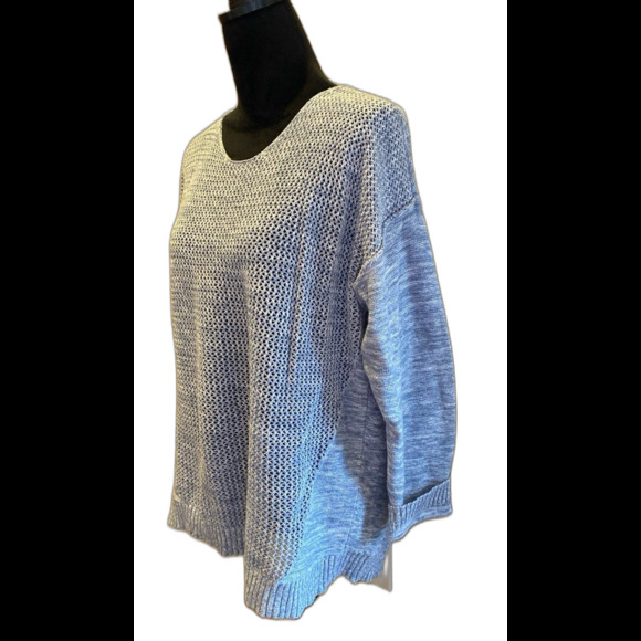 Lane Bryant Sweater Sz  14 / 16 Blue Open Weave  Rounded  Neck  Raglan Sleeve - Picture 3 of 11